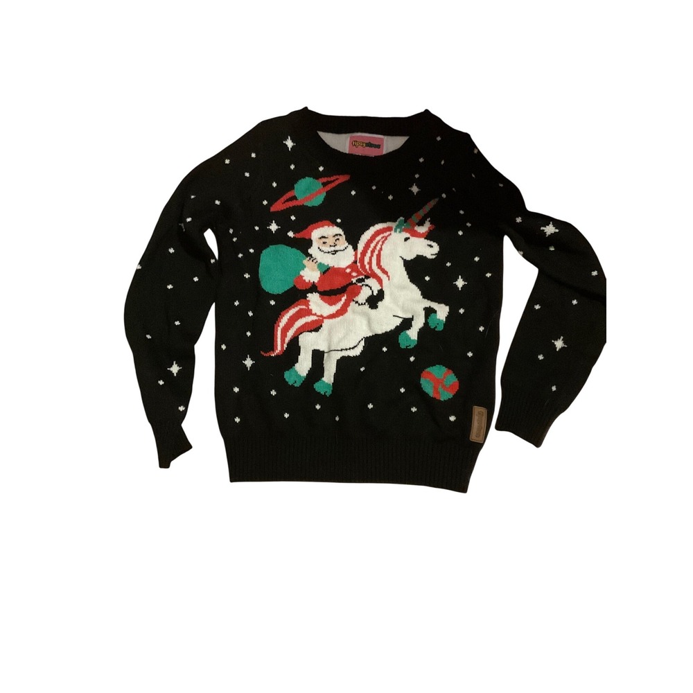 Tipsy Elves‎ Santa Riding Unicorn Ugly Christmas Sweater Size M